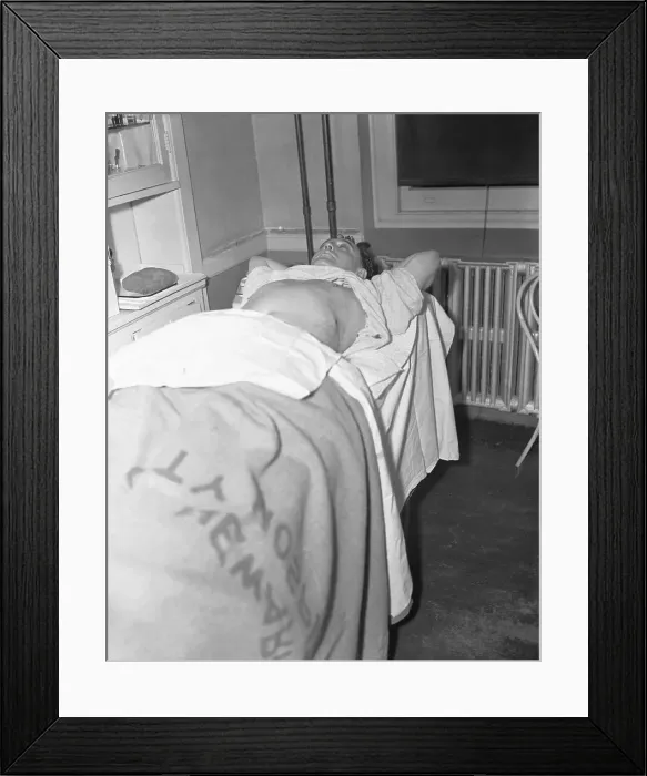 Framed Print : Bernard Rosenkrantz Lying in Hospital Bed Framed Print : Bernard Rosenkrantz Lying in Hospital Bed