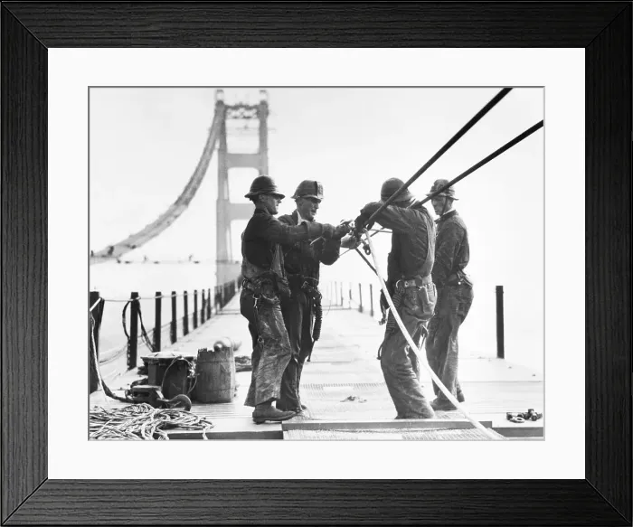 Framed Print : Men Join Cables On Golden Gate Bridge Framed Print : Men Join Cables On Golden Gate Bridge