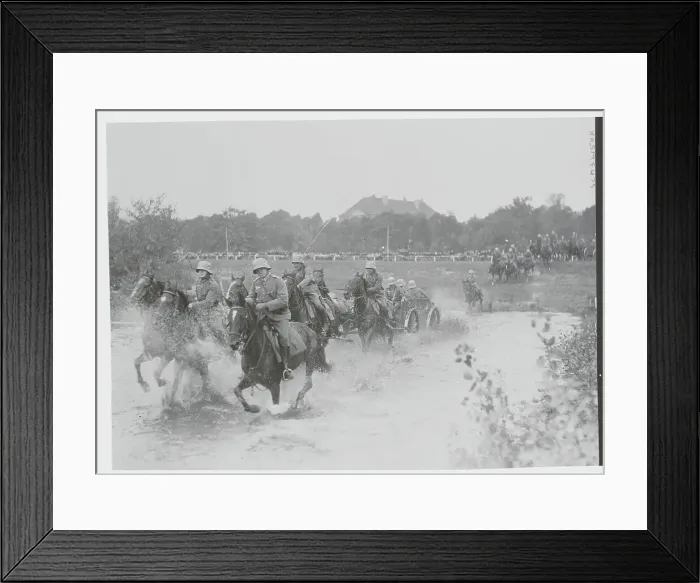 Framed Print : German Cavalry Crossing Lake