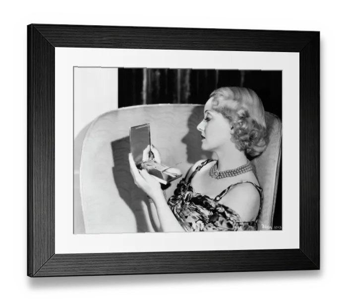 Framed Print : Bette Davis Looking Into Vanity Case Framed Print : Bette Davis Looking Into Vanity Case