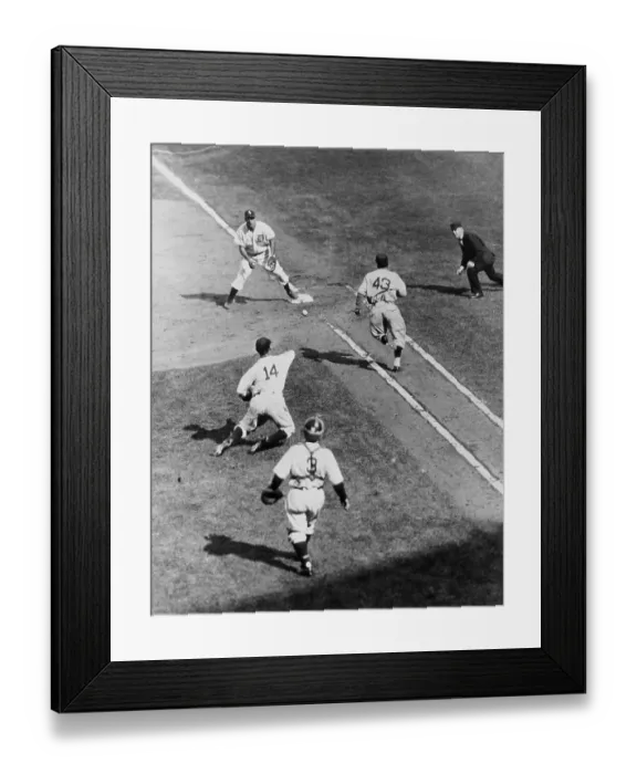 Framed Print : Player Running To Beat Ball To Base