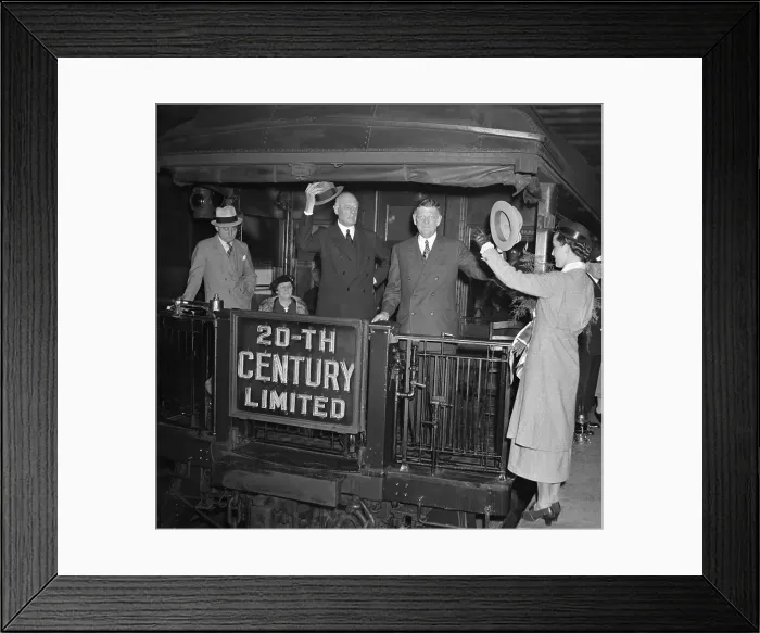 Framed Print : Woman Waving Goodbye to Train Passengers Framed Print : Woman Waving Goodbye to Train Passengers