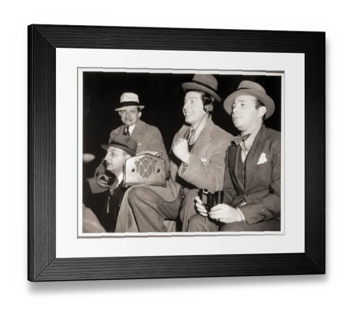 Framed Print : Milton Berle Listens to Radio at Fight Framed Print : Milton Berle Listens to Radio at Fight