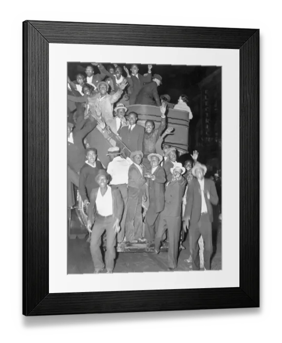 Framed Print : People Celebrating Joe Louis Victory