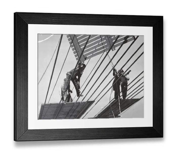 Framed Print : Men Placing Bridge Buckboards Framed Print : Men Placing Bridge Buckboards