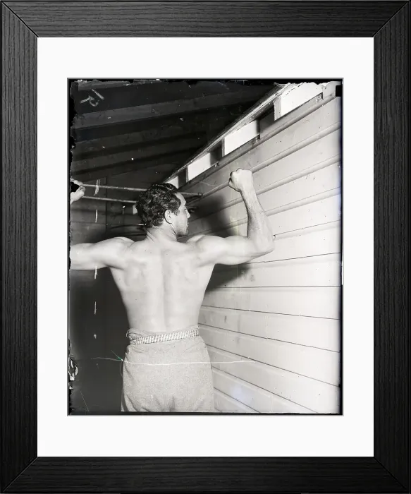Framed Print : Max Baer Back To Camera Flexes Right Arm Framed Print : Max Baer Back To Camera Flexes Right Arm