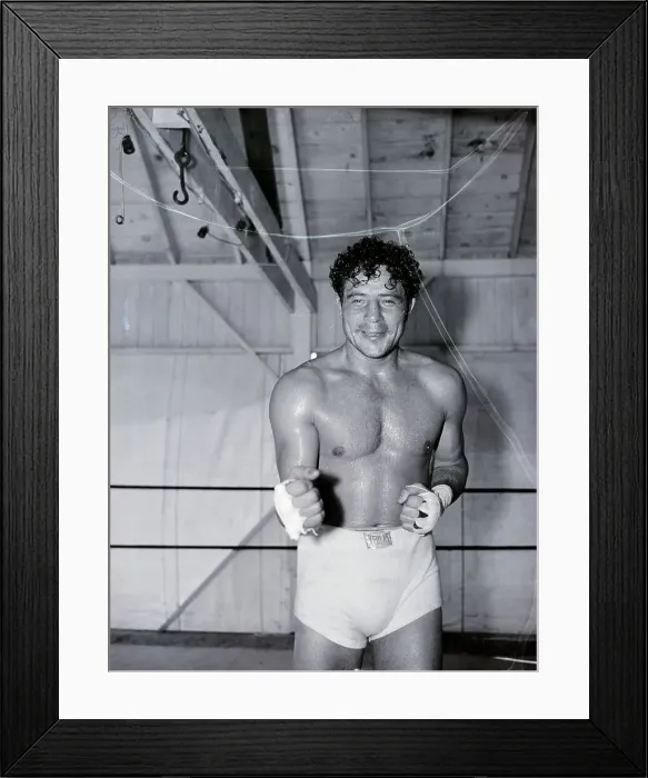 Framed Print : Sweaty Max Baer Poses in Fighting Stance Framed Print : Sweaty Max Baer Poses in Fighting Stance