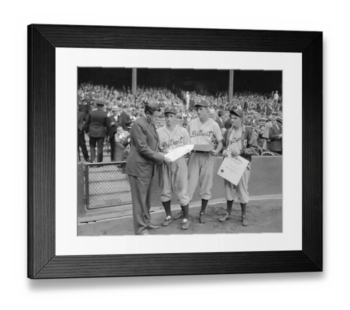 Framed Print : Babe Ruth Presenting Certificates to Players Framed Print : Babe Ruth Presenting Certificates to Players
