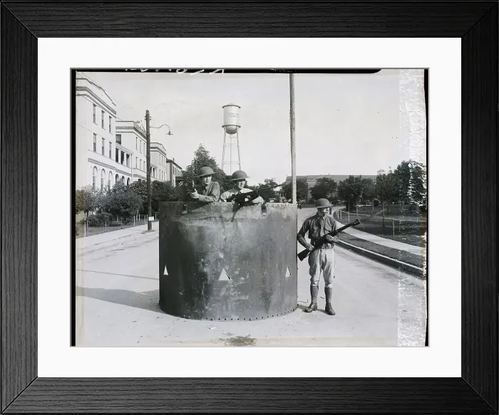 Framed Print : Soldiers On Watch Behind Metal Barricade Framed Print : Soldiers On Watch Behind Metal Barricade