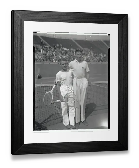 Framed Print : Bryan Bitsy Grant and Don Budge Posing at Net Framed Print : Bryan Bitsy Grant and Don Budge Posing at Net