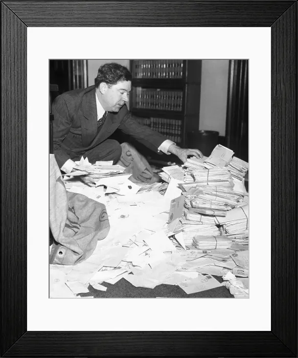 Framed Print : Huey Long Sorting Through Fan Mail Framed Print : Huey Long Sorting Through Fan Mail