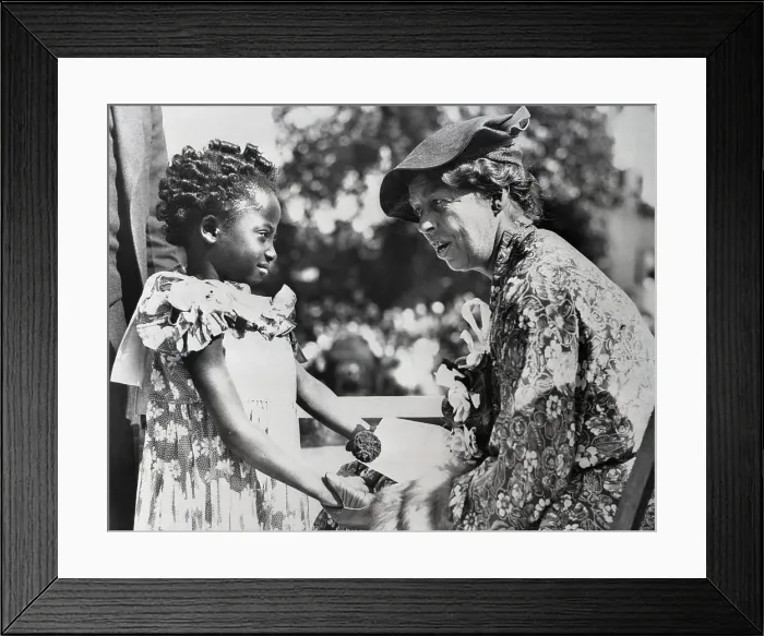 Framed Print : First Lady Eleanor Roosevelt Conversing with Young Girl Framed Print : First Lady Eleanor Roosevelt Conversing with Young Girl