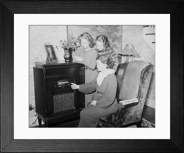 Framed Print : Family Listening To Radio Framed Print : Family Listening To Radio