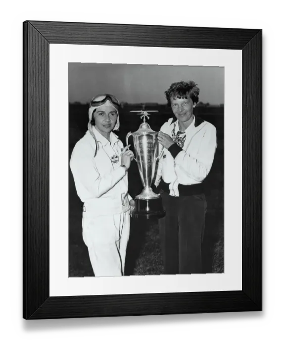 Framed Print : Amelia Earhart Presenting Trophy to Melba Beard