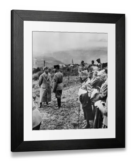 Framed Print : Benito Mussolini Meeting Italian Heads Outdoors Framed Print : Benito Mussolini Meeting Italian Heads Outdoors