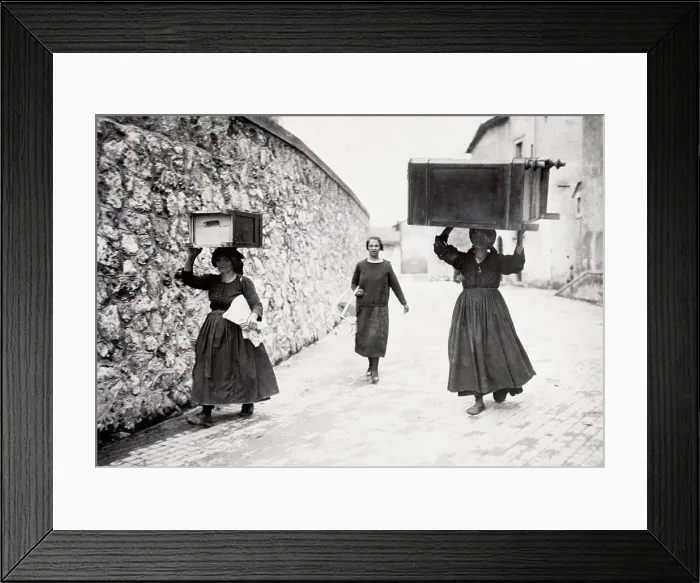 Framed Print : Women Carrying Furniture on Their Heads Framed Print : Women Carrying Furniture on Their Heads