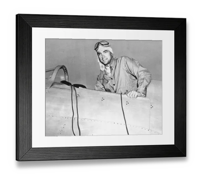 Framed Print : Howard Hughes in Cockpit of Airplane