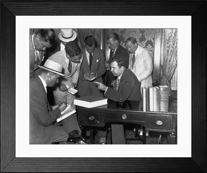 Framed Print : Huey Long at a Press Conference Framed Print : Huey Long at a Press Conference
