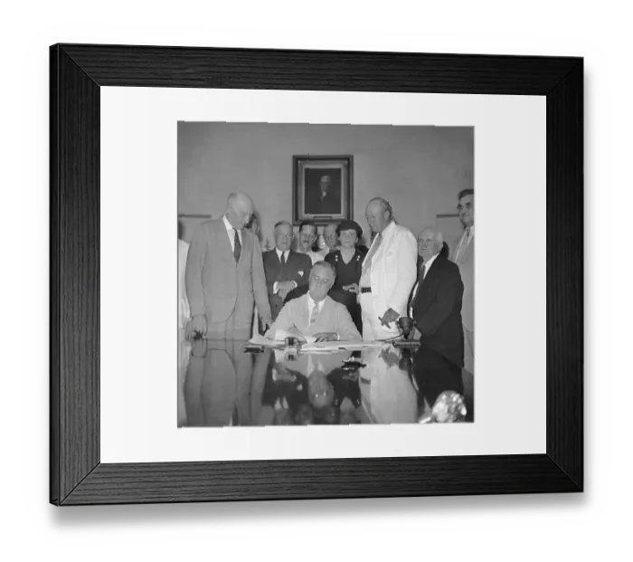 Framed Print : Franklin Roosevelt Signing Bill Framed Print : Franklin Roosevelt Signing Bill