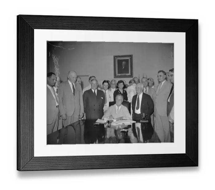 Framed Print : Franklin Roosevelt Signing Bill Framed Print : Franklin Roosevelt Signing Bill