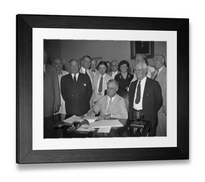 Framed Print : Franklin Roosevelt Signing Bill Framed Print : Franklin Roosevelt Signing Bill