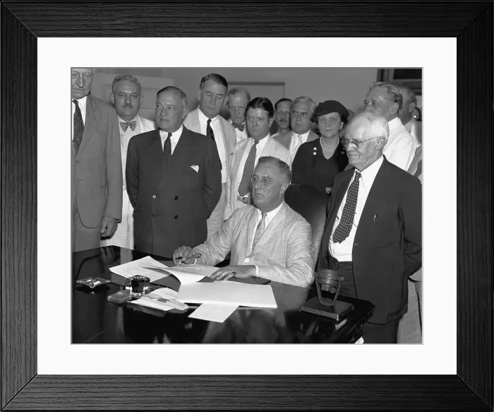 Framed Print : FDR Signs Social Security Bill Framed Print : FDR Signs Social Security Bill