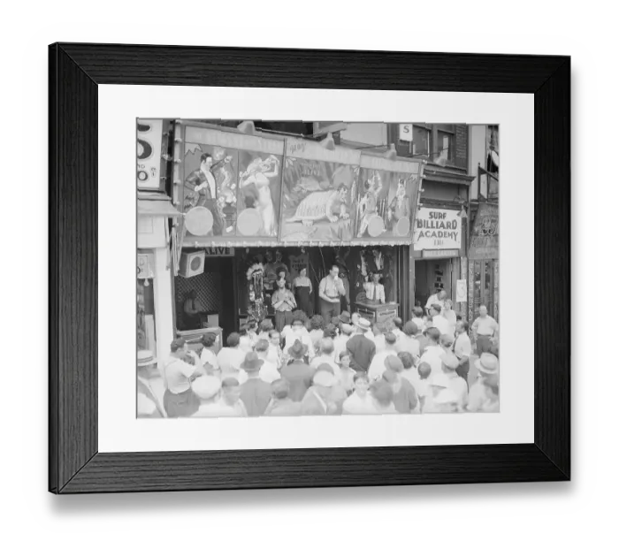 Framed Print : Crowd at Freak Show in Coney Island Framed Print : Crowd at Freak Show in Coney Island