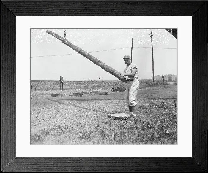 Framed Print : Jimmy Foxx In Batting Pose W / Phone Pole