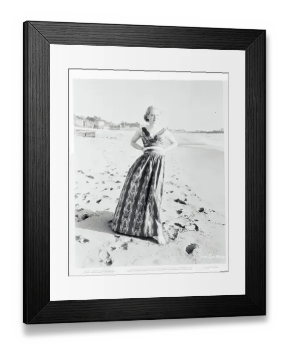 Framed Print : Portrait of Bette Davis Standing on Beach Framed Print : Portrait of Bette Davis Standing on Beach