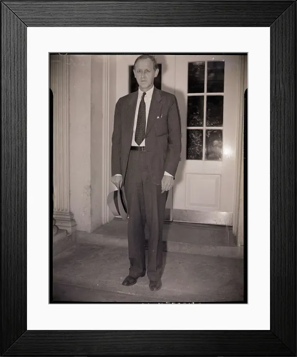Framed Print : Harry Hopkins Standing Outside Door Framed Print : Harry Hopkins Standing Outside Door