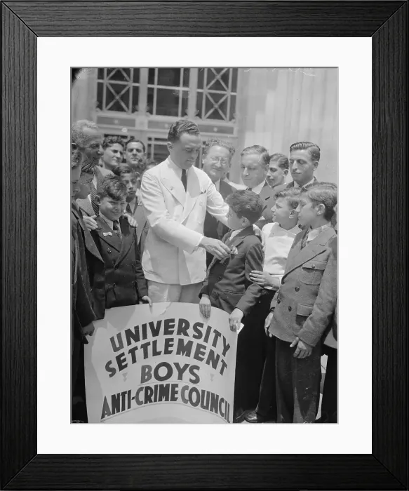 Framed Print : J. Edgar Hoover Congratulating Boys Framed Print : J. Edgar Hoover Congratulating Boys