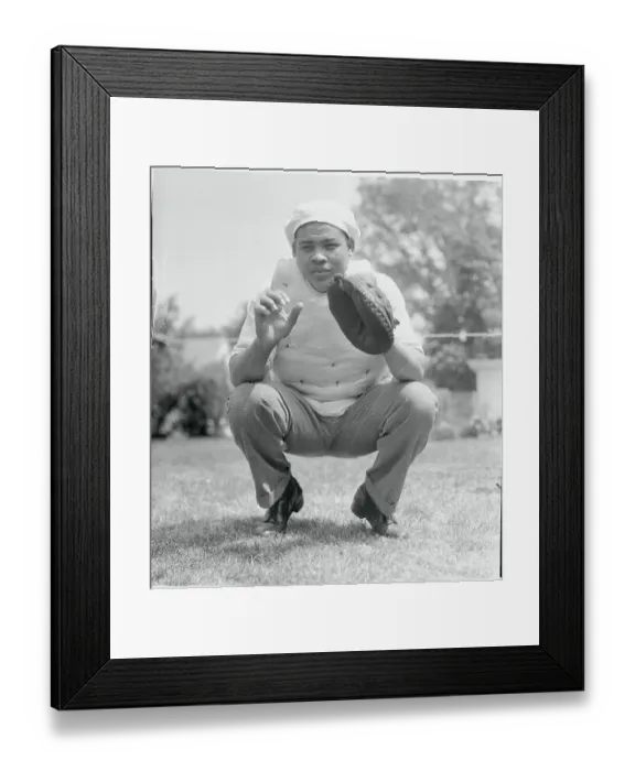 Framed Print : Joe Louis Wearing Baseball Catcher Equipment Framed Print : Joe Louis Wearing Baseball Catcher Equipment