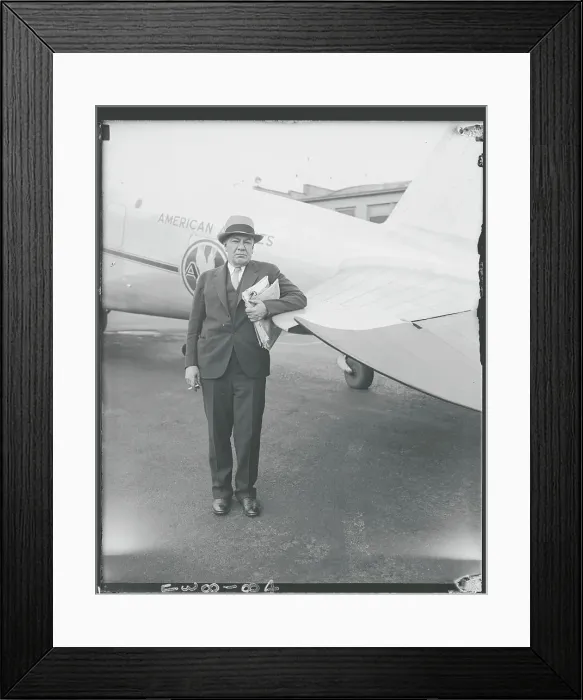 Framed Print : Hugh Johnson Leaning on Airplane