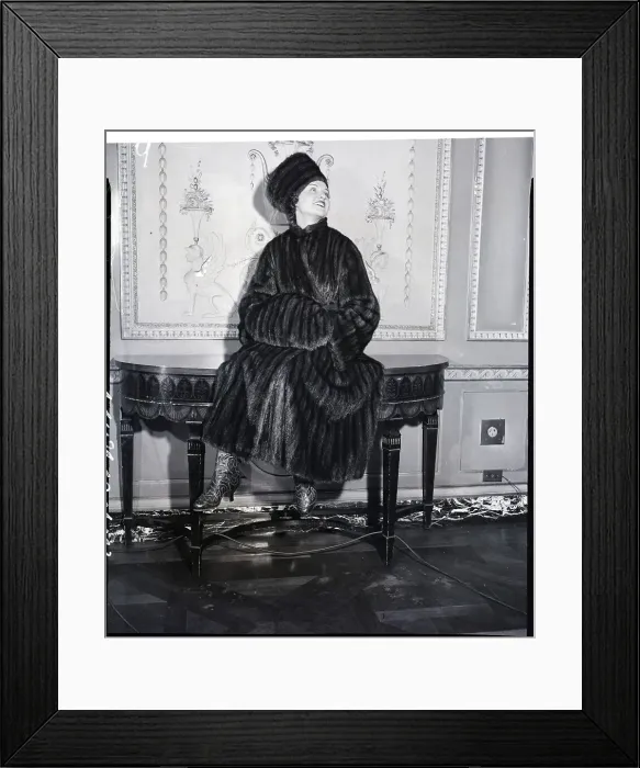Framed Print : Model Wearing Mink Coat, Hat and Muff Framed Print : Model Wearing Mink Coat, Hat and Muff