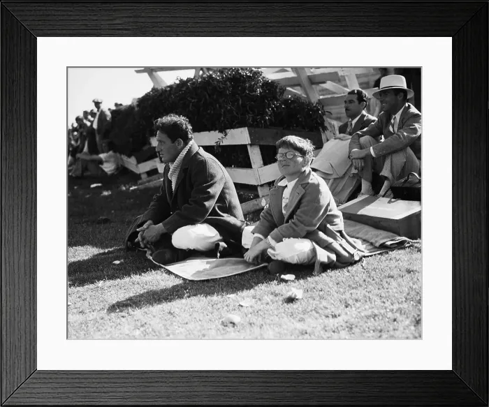 Framed Print : Spencer Tracy and Son on Lawn in Overcoats Framed Print : Spencer Tracy and Son on Lawn in Overcoats