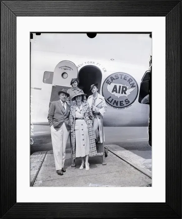 Framed Print : John Barrymore Steppig Off Plane with Party
