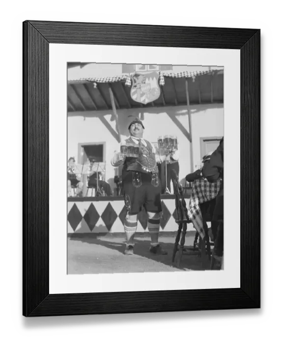 Framed Print : Singing Waiter Balancing Beer
