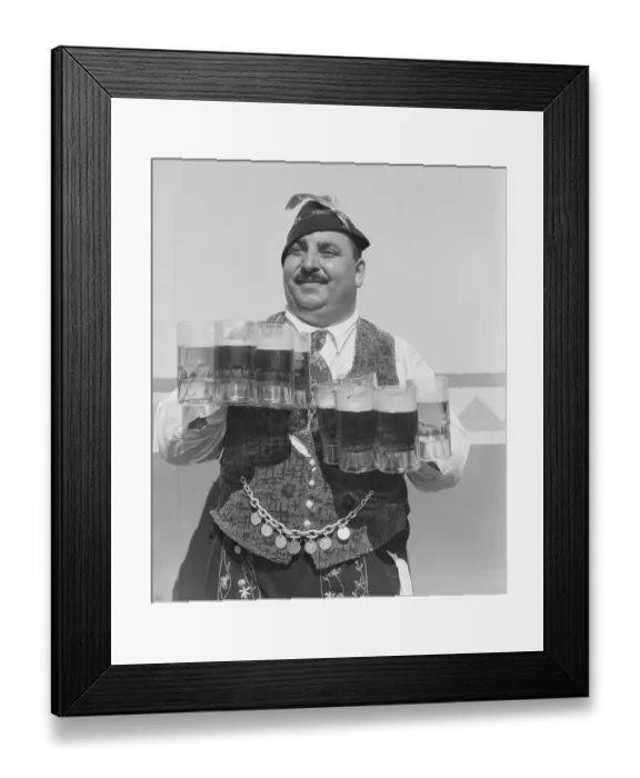 Framed Print : Singing Waiter Balancing Beer Framed Print : Singing Waiter Balancing Beer