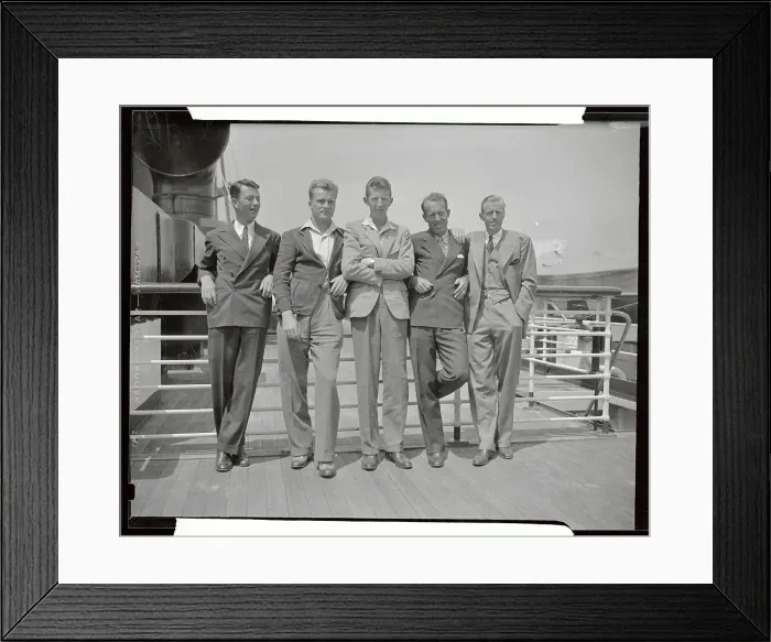 Framed Print : United States Davis Cup Team Posing on Ship's Deck