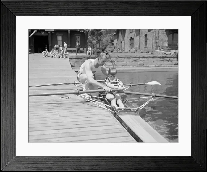 Framed Print : Jack Kelly Instructing Son in Rowing Framed Print : Jack Kelly Instructing Son in Rowing