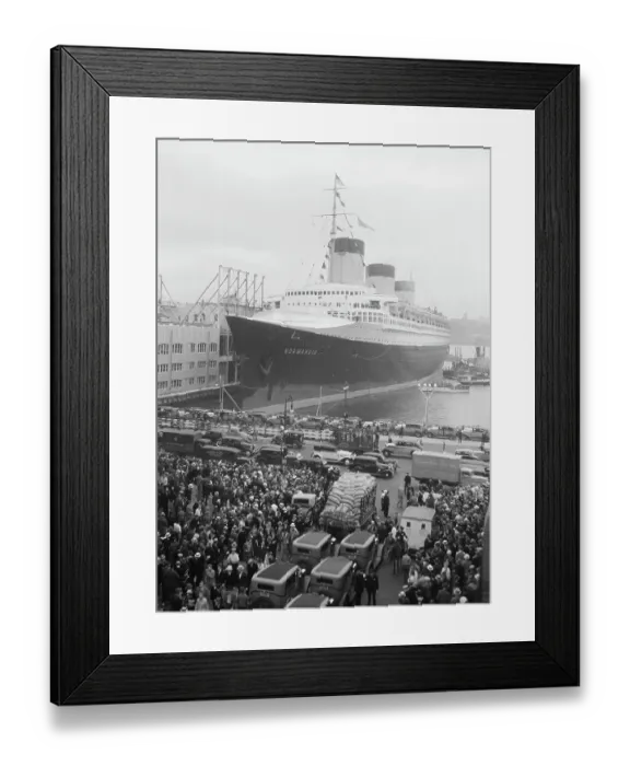 Framed Print : Crowd views S.S. Normandie Framed Print : Crowd views S.S. Normandie