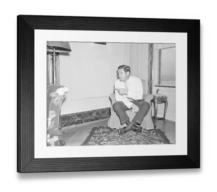 Framed Print : Babe Ruth Being Interviewed at His Home