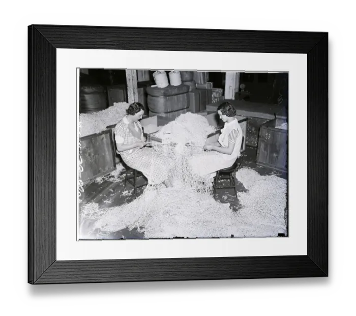 Framed Print : Women Working on Fish Net Framed Print : Women Working on Fish Net