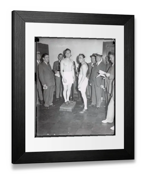 Framed Print : Barney Ross and Jimmy McLarnin Weighing In Framed Print : Barney Ross and Jimmy McLarnin Weighing In