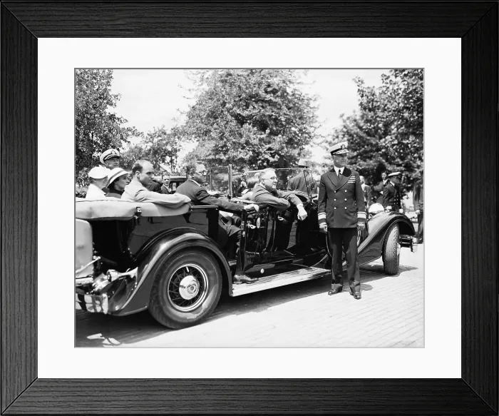 Framed Print : The Roosevelts Seated in Convertible Framed Print : The Roosevelts Seated in Convertible