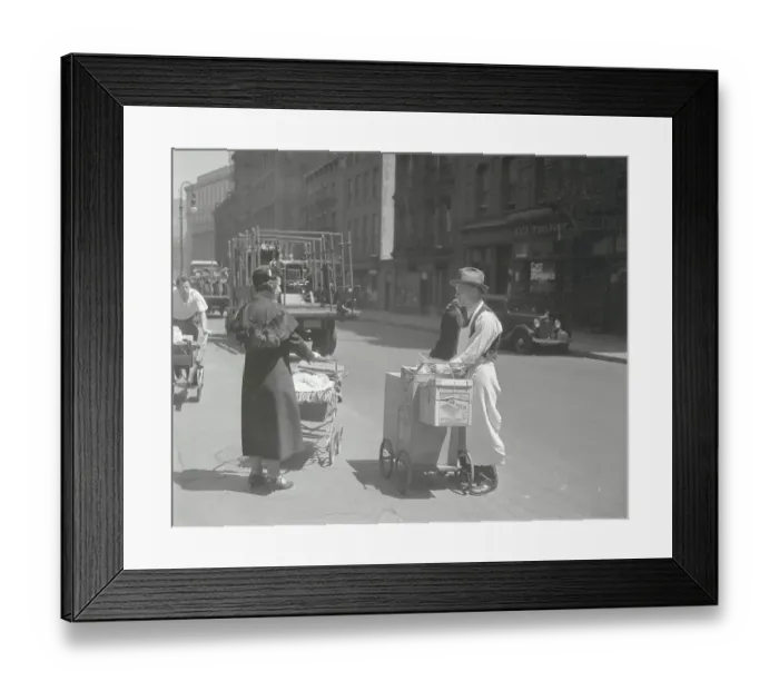 Framed Print : Ice Cream Vendor Selling in Street Framed Print : Ice Cream Vendor Selling in Street