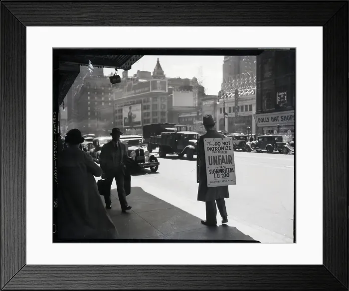 Framed Print : Songwriter Picket Walks on Broadway Framed Print : Songwriter Picket Walks on Broadway