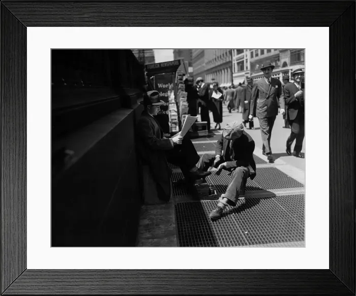 Framed Print : Man Getting Shoes Shined Framed Print : Man Getting Shoes Shined