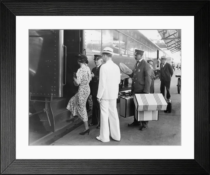 Framed Print : Group Os Passengers Boarding Train