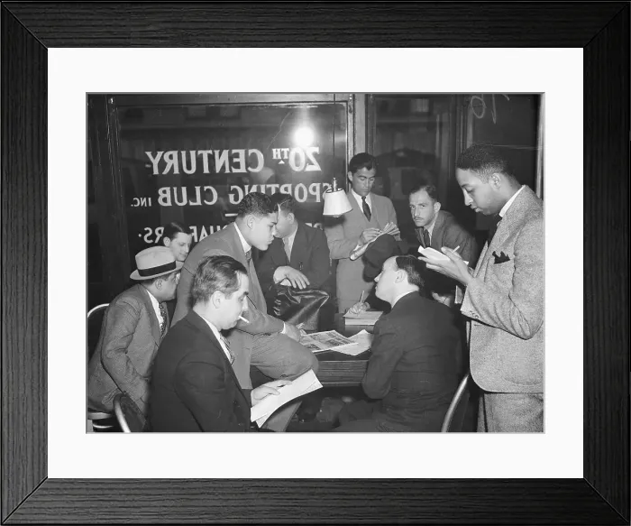 Framed Print : Joe Louis Interviewing with Sports Writers Framed Print : Joe Louis Interviewing with Sports Writers